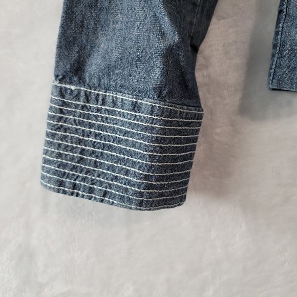 Woman's Chicos Denim Button Front Chambray Jacket W Belt Size 0 - Picture 9 of 16